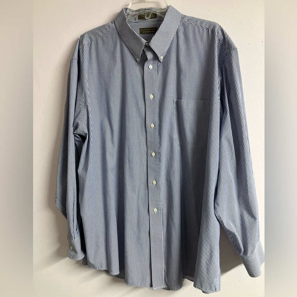 Claybrooke Stain Repellant Men’s Dress Shirt, 18/ 34-35, Blue/White